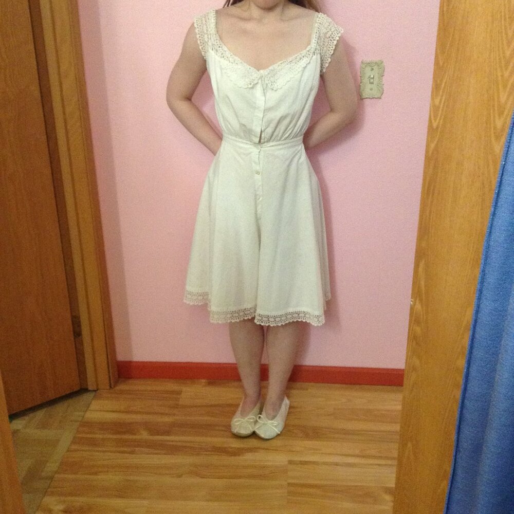White Lace Trim Edwardian Style Combination Small